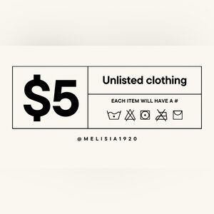 Unlisted Clothing $5 Sale numbered listing